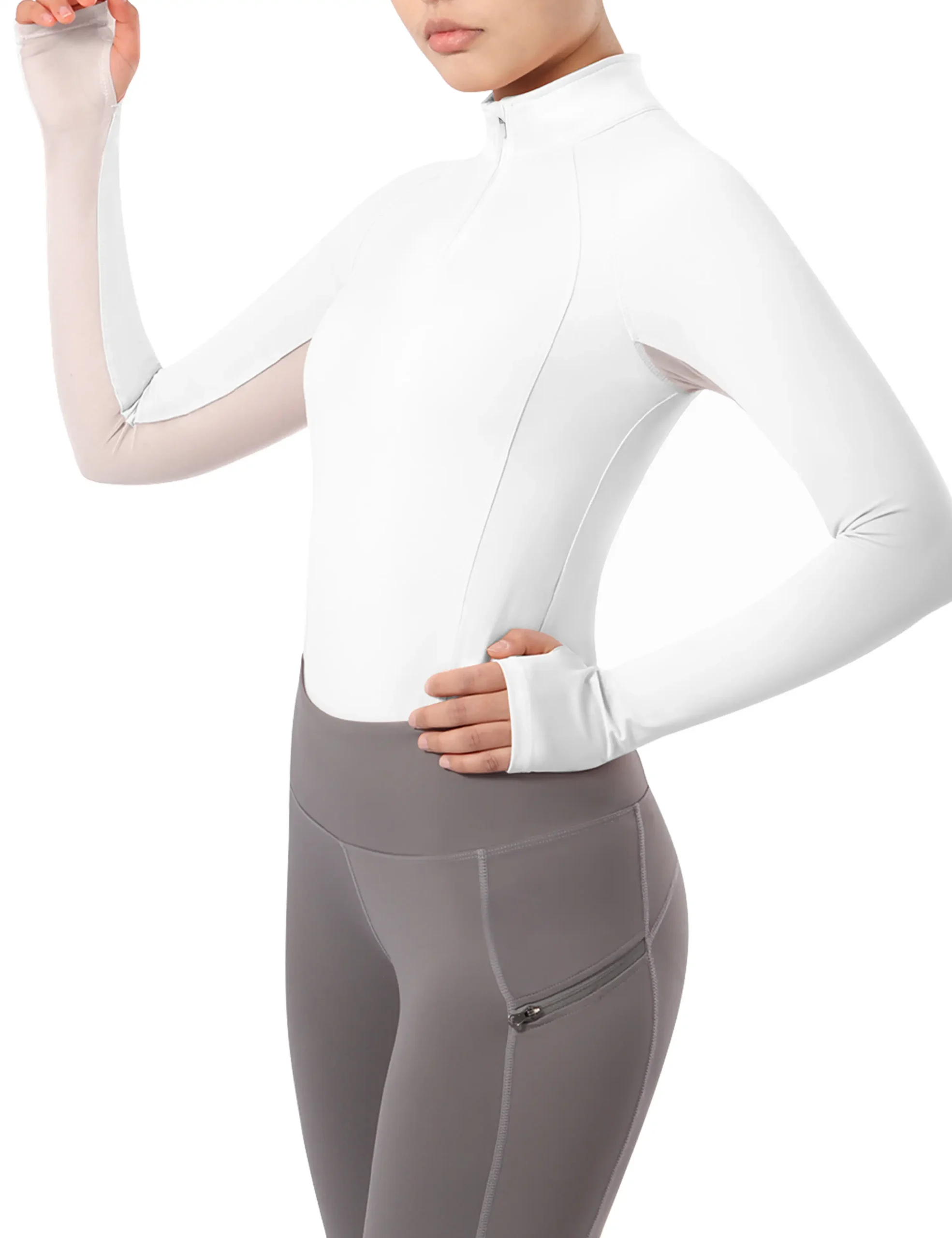 Long Sleeved Equestrian Shirt with Half Mesh Arm HTSS411 3 Long Sleeved Equestrian Shirt with Half Mesh Arm HTSS411